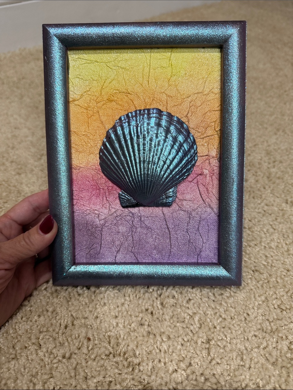 Iridescent Seashell Wall Art - Multicolor Coastal Frame